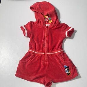 Disney Pink Minnie Mouse Short Sleeve Shorts Terry Cloth Romper Swim Coverup 4